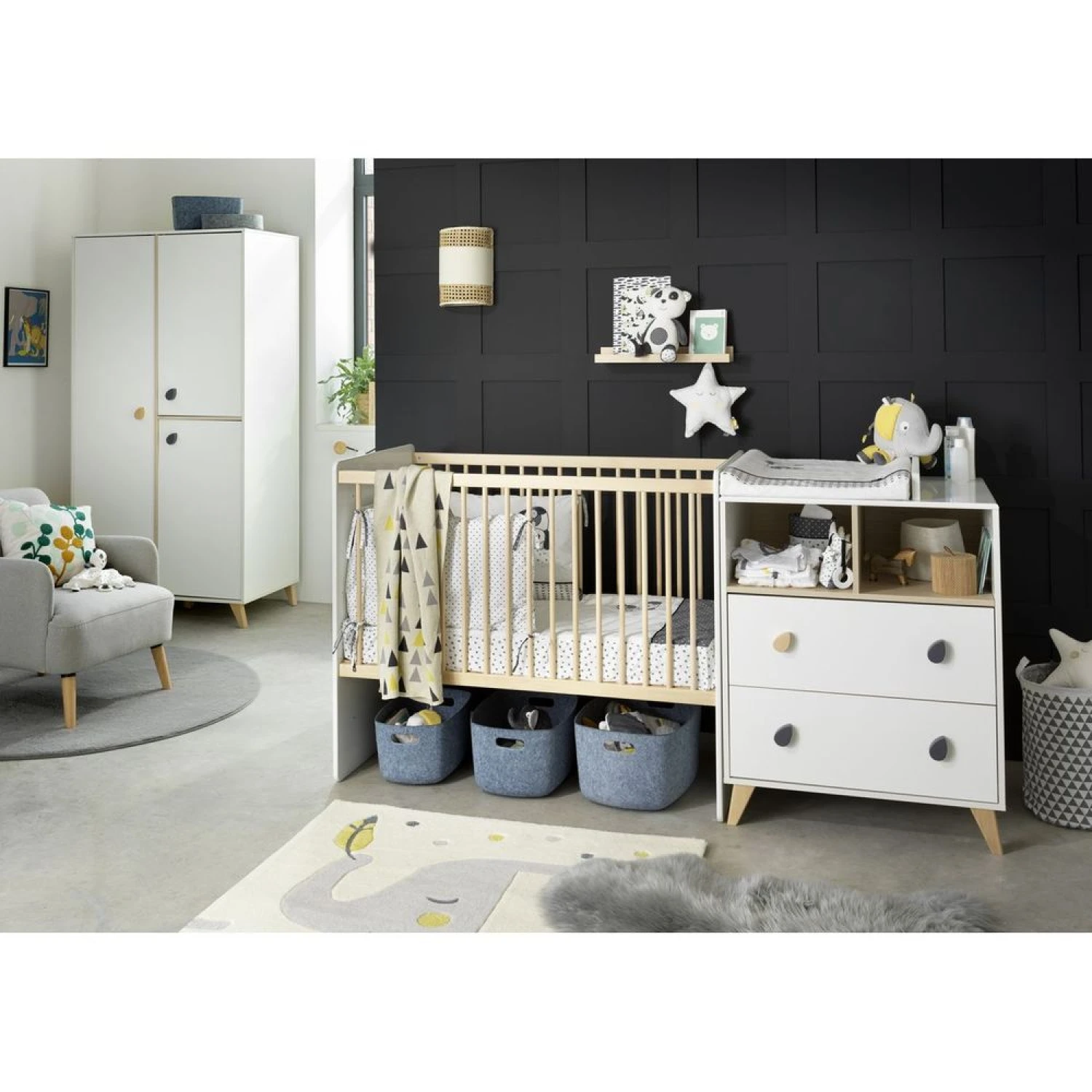 Chambre Duo Lit évolutif Bébé Combiné 60x120 Cm En 90x190 Cm + Armoire Oslo Goutte 3 Chambre Duo Lit évolutif Bébé Combiné 60x120 Cm En 90x190 Cm + Armoire Oslo Goutte