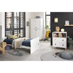 Chambre Duo Lit évolutif Bébé Combiné 60x120 Cm En 90x190 Cm + Armoire Oslo Goutte -Joli Nid Magasin chambre lit combine armoire oslo goutte sauthon meubles OI