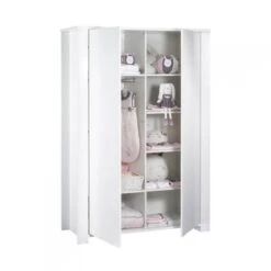 Chambre Trio Lit 60x120 Cm + Armoire + Commode Loft Blanc -Joli Nid Magasin chambre trio lit 120 x 60 commode armoire loft blanc sauthon meubles OF