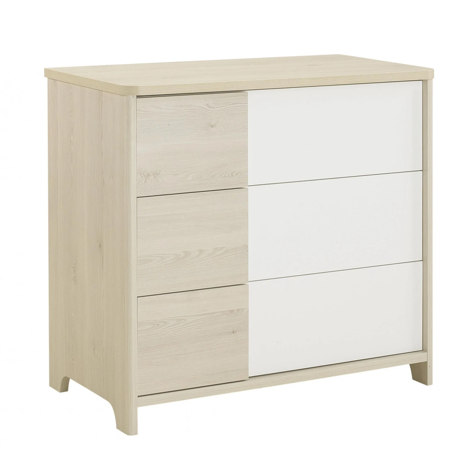 Chambre Trio Lit 70x140 Cm + Armoire + Commode Sacha Pin Blanchi 6 Chambre Trio Lit 70x140 Cm + Armoire + Commode Sacha Pin Blanchi – Image 4