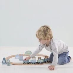 Little Dutch Circuit Train En Bois Adventure Blue -Joli Nid Magasin circuit train en bois adventure blue little dutch OD