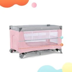 Kinderkraft Lit Parapluie Leody - Pink -Joli Nid Magasin kinderkraft folding bed leody pink kinderkraft OL