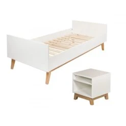 Lit Junior 90x200 Cm + Table De Nuit Trendy White
