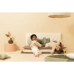 Matelas De Sol Majestic Bio Green Taupe Stripes -Joli Nid Magasin matelas de sol eco majestic nobodinoz 320919 OD