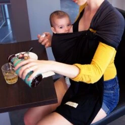 Petite écharpe De Portage Sans Nœud Anthracite Et Noire -Joli Nid Magasin petite echarpe sans noeud anthracitenoir love radius OC