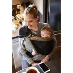 Petite écharpe De Portage Sans Nœud Anthracite Et Olive -Joli Nid Magasin petite echarpe sans noeud anthraciteolive love radius OC