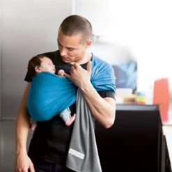 Petite écharpe De Portage Sans Nœud Chiné Et Bleu Canard -Joli Nid Magasin petite echarpe sans noeud chinebleu canard love radius OE