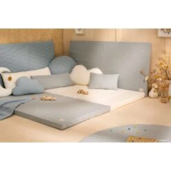 Matelas De Sol Coton Bio St Barth Willow Soft Blue -Joli Nid Magasin st barth mattress 60x120x4 willow soft blue nobodinoz OE